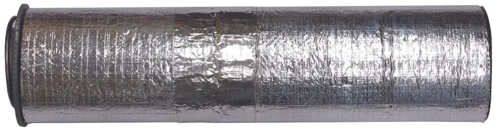 Innenrohrschalldämpfer aus Metall mit reflektierender Oberfläche. Geeignet für die Montage in die Abgasleitung von Vaillant-Geräten.